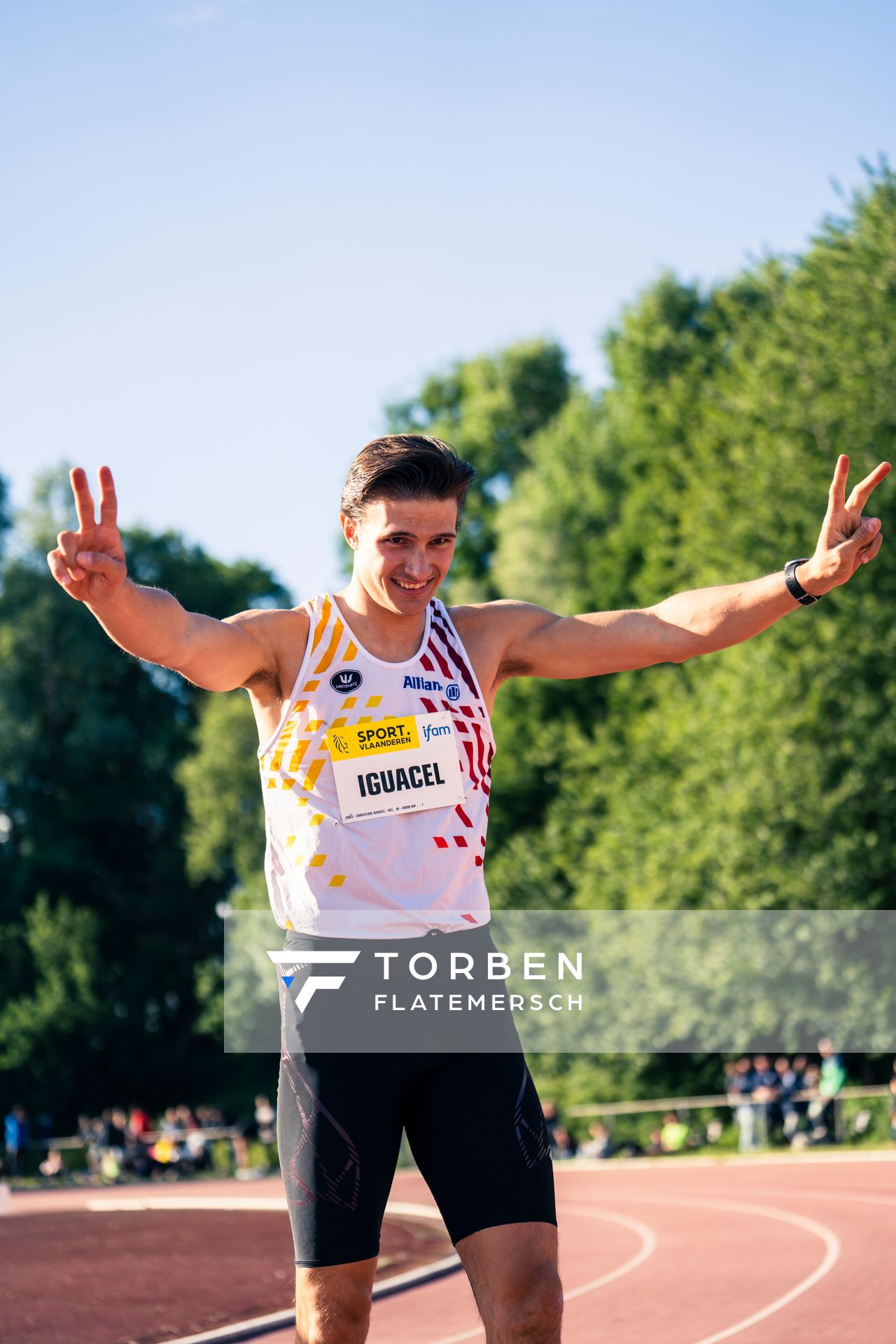 Christian Iguacel (AC Lyra) am 28.05.2022 waehrend der World Athletics Continental Tour IFAM Oordegem in Oordegem